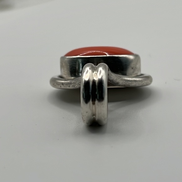 TAXCO TJ-75 PINK CORAL AND STERLING PENDANT ON A STERLING SILVER 20” SNAKE CHAIN - Picture 9 of 12